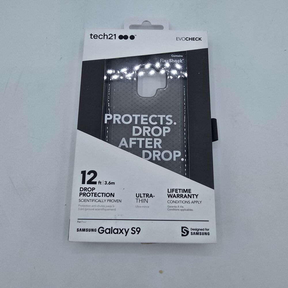 Tech21 Evo Luxe Hard Snap Case Cover Vegan Leather for Samsung Galaxy S9 Black